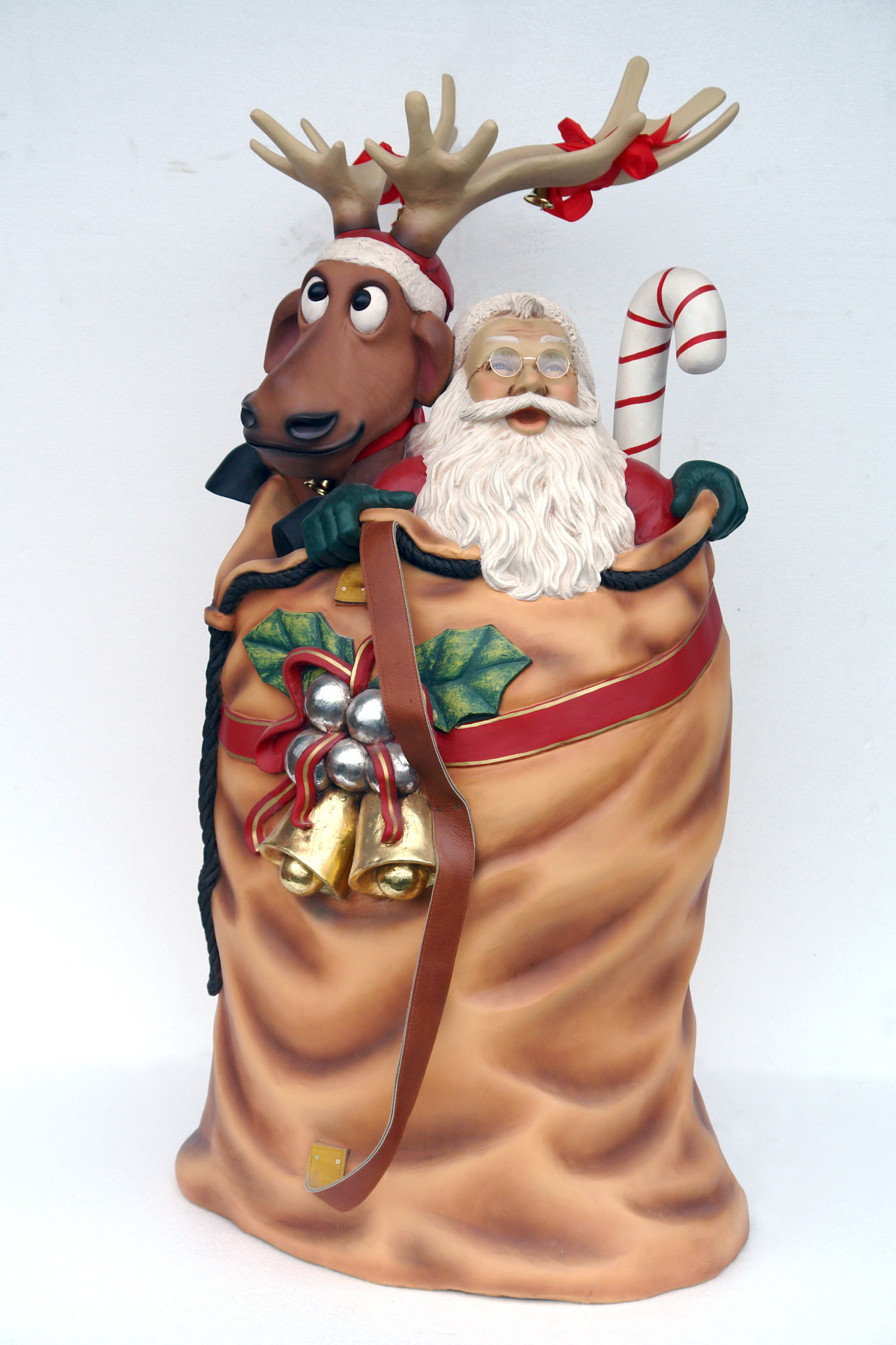 santa claus and reindeer in sack christmas decor santa claus and reindeer in sack christmas decor