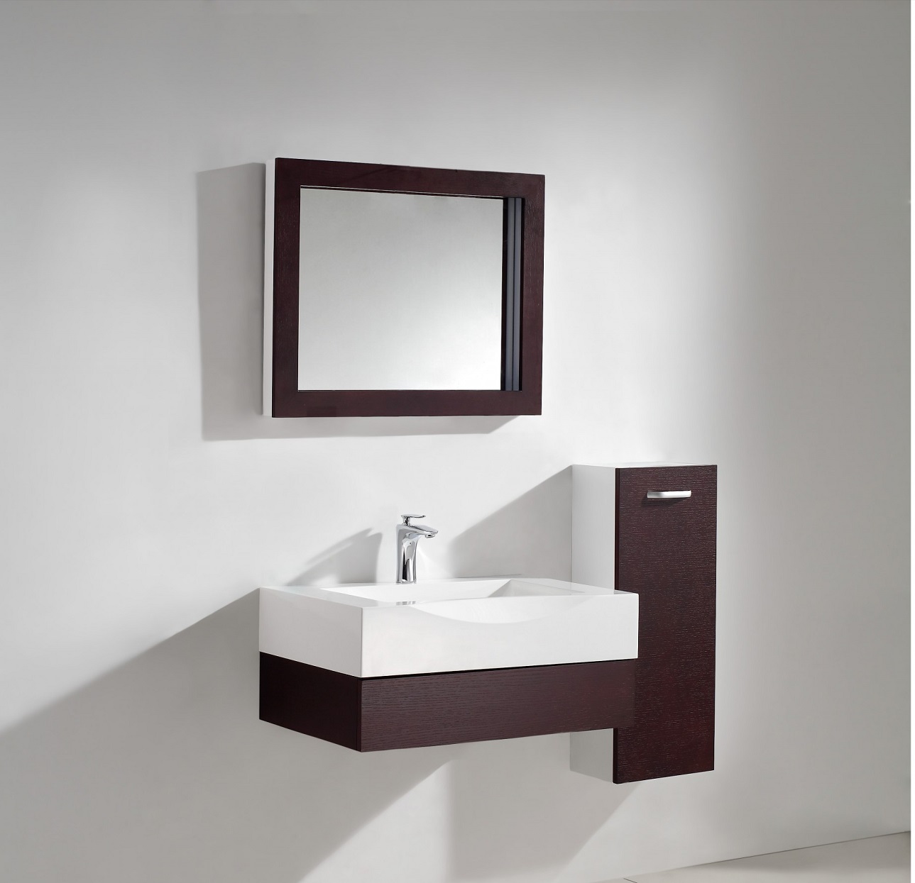 Aura Modern Bathroom Vanity Set with Side Cabinet and LED Mirror 29.5quot;