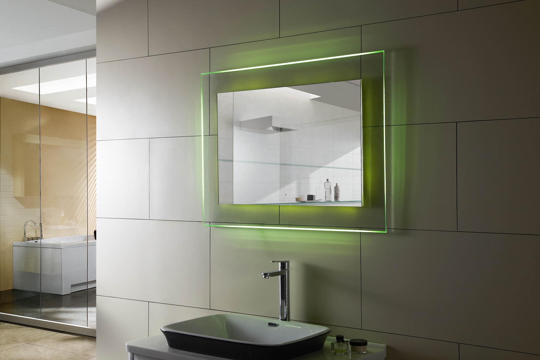 Bellissimo II Backlit Mirror RGB Colored LED Mirror w Remote Control