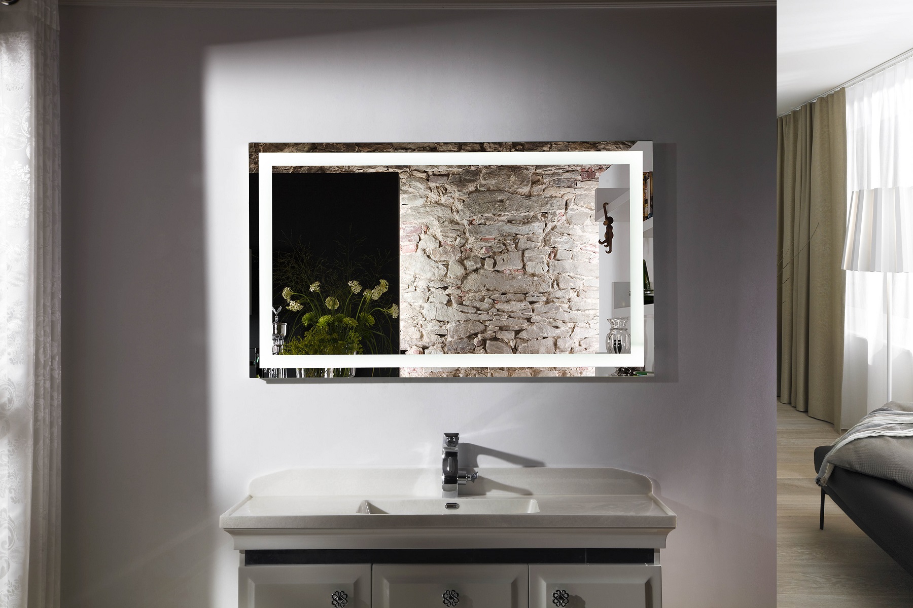 Budapest IV Lighted Vanity Mirror LED Bathroom Mirror Horizontal 47.3 