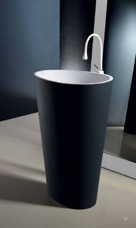 Satri II - Modern Bathroom Pedestal Sink Cast Stone 24
