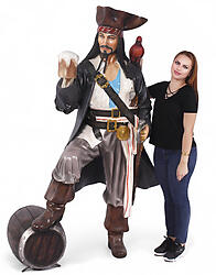 Caribbean Pirate Holding Beer Statue Life Size