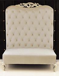 Adonis II Chaise High Back Sofa White Velvet and Silver Frame