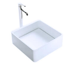 Cloud II Vessel Sink Solid Surface with Designer Drain Cover - 15.7