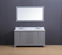 Franklin Transitional Bathroom Vanity Set with Carrera Marble Top Gray 60