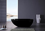 Ethos Black Bathtub Freestanding Soaking Tub Modern Cast Stone 59