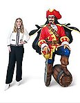 Pirate Captain Statue with Rum Barrel Life Size
