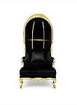 Throne High Back Canopy Chair in Black Velvet and Gold Frame