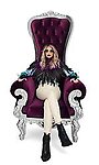 Baroque Throne Chair Queen High Back Chair Purple Velvet and Silver