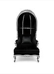 Throne High Back Canopy Chair in Black Velvet and Silver Frame