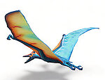 Pterodactyl Flying Life Size Statue Hanging Wings Up Colored 17.8 FT