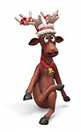 Funny Reindeer Sitting with Cross Legs Christmas Decor 3FT