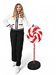 Candy Lollipop Statue 3.3 FT Large on Stand Red and White