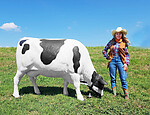 Cow Grazing Statue Life Size Holstein Black and White