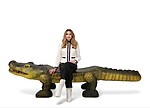 Carved Gator Alligator Crocodile Bench Chair Statue Huge Natural Finish 9FT