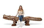 Carved Gator Alligator Crocodile Bench Chair Statue Huge Mayan Theme 9FT