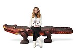 Carved Gator Alligator Crocodile Bench Chair Statue Huge Volcano Finish 9FT