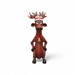 Funny Reindeer Standing Upright Christmas Decor Statue 3.5 FT