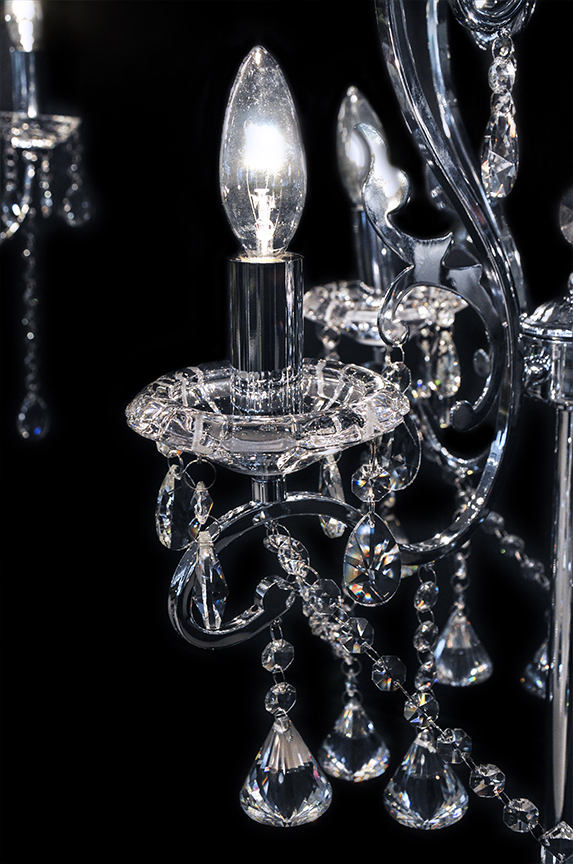 Chandelier Table Lamp Genova, Surpars House Elegant Crystal Silver Table Lamp