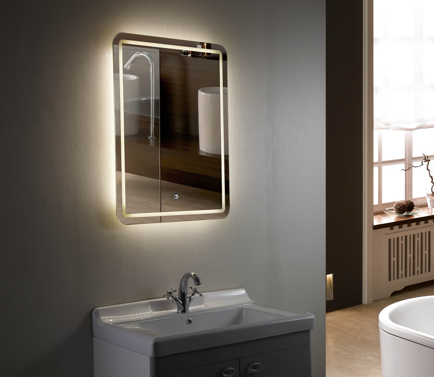 Modern Backlit Bathroom Mirror Mesmerizing Backlit Mirror Designs