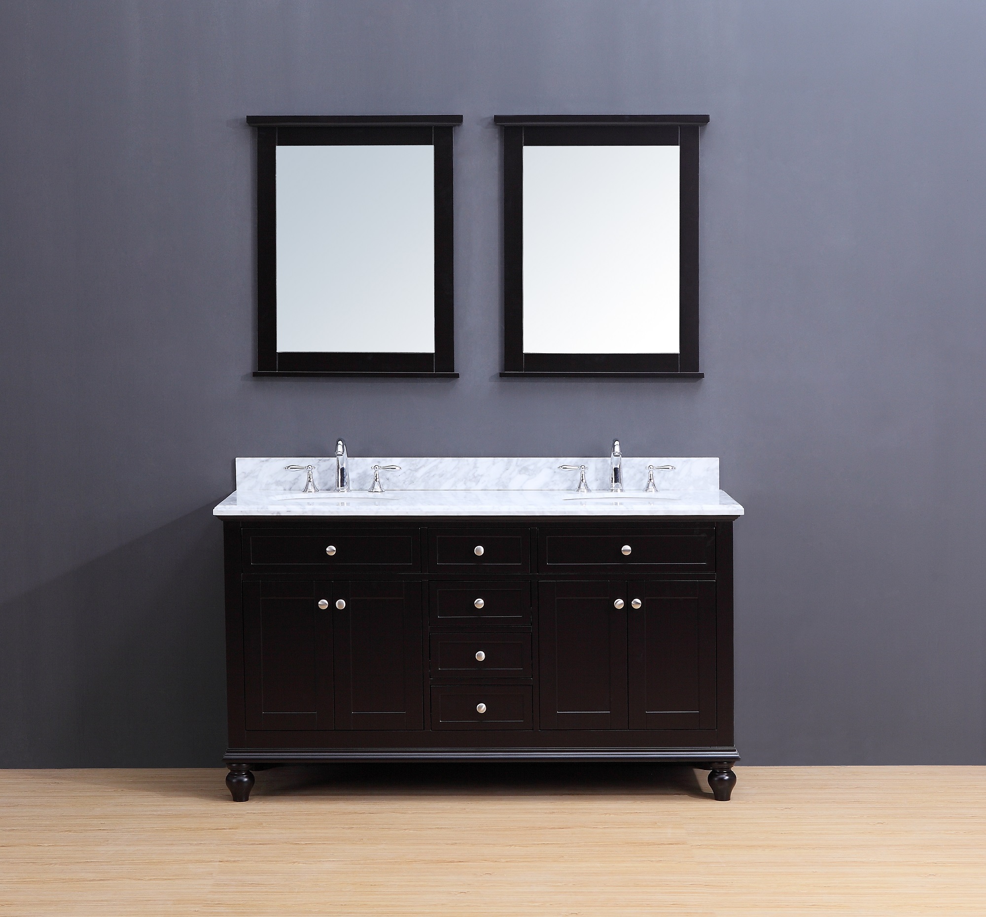 Madison Transitional Bathroom Vanity Set With Carrera Marble Top Espresso 60 Madison Transitional Bathroom Vanity Set With Carrera Marble Top Espresso 60