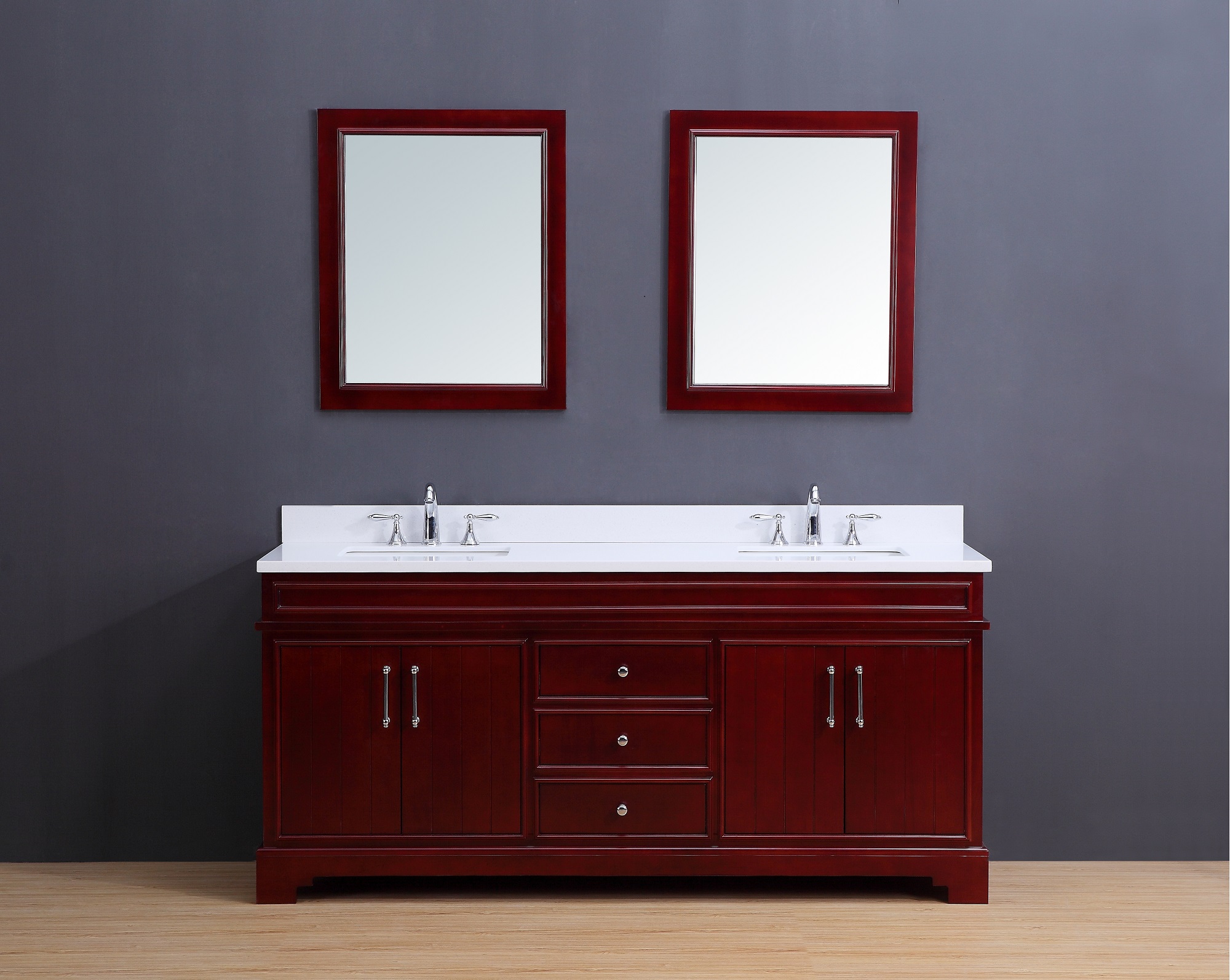 Marina Transitional Bathroom Vanity Set, Cherry Wood Vanity Set