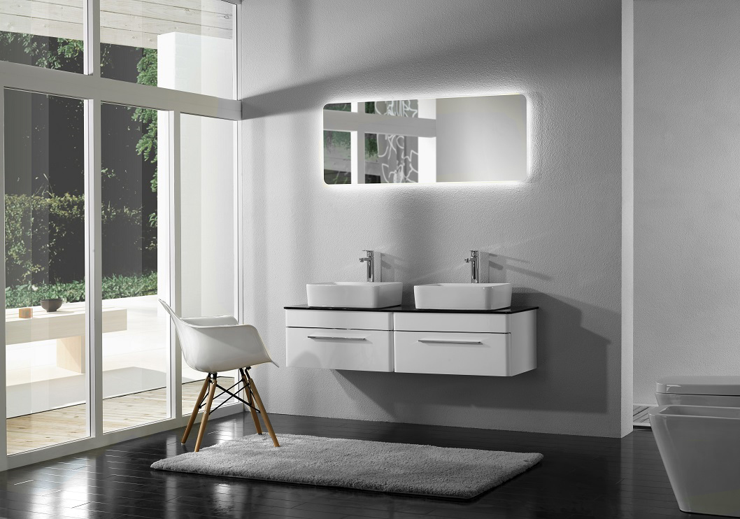 Serinity Double Sink Modern Bathroom Vanity Set 60 In