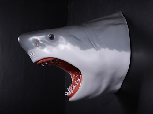 stuffed shark head wall decor