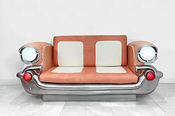 Retro 57 Chevy Car Sofa Pink and White