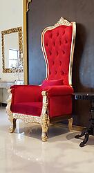 Baroque Throne Chair Queen High Back Chair in Red Velvet