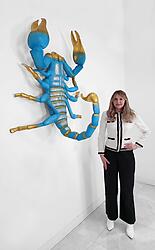 Scorpion Statue Large 4 FT Wall Mount Turquoise with Gold Leaf