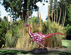 Ornithomimus Dinosaur Life Size Statue - Magenta and Purple 7.5 FT