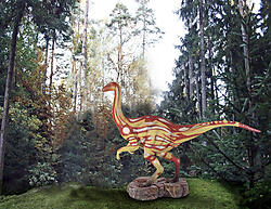 Ornithomimus Dinosaur Life Size Statue - Amber and Brown 5.9 FT