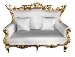 Terra Baroque Rolled Arm Love Seat Sofa White Leather