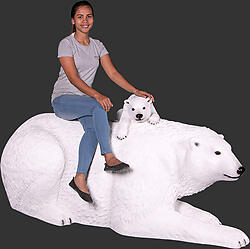 Polar Bear with Cub Life Size Statue
