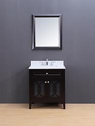 Rocca Transitional Bathroom Vanity Set with Carrera Marble Top Espresso 30