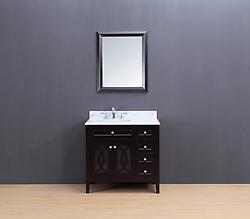 Rocca Transitional Bathroom Vanity Set with Carrera Marble Top Espresso 36