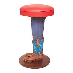 Cowboy Bar Stool in Jeans and Blue Boots
