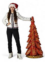 Christmas Tree 3D Statue Red with Gold Leaf 4 FT Large