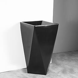 Matte Black Modern Pedestal Sink for Wall Mount Faucet - Maccione II