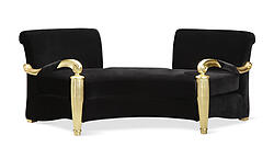 Gaston Two Seater Arm Chair in Black Velvet and Gold Frame