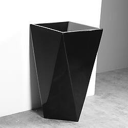 Gloss Black Modern Pedestal Sink For Wall Mount Faucet - Maccione II