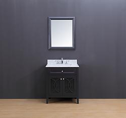 Rocca Transitional Bathroom Vanity Set with Carrera Marble Top Charcoal Gray 30