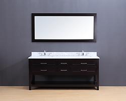 Neva Transitional Bathroom Vanity Set with Carrera Marble Top Espresso 72