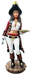 Lady Pirate Standing Life Size Statue with Serving Tray