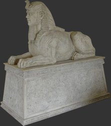 Egyptian Sphinx Statue on Base Roman Stone