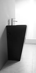 Black Matte Modern Bathroom Pedestal Sink - Bresica