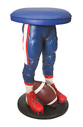 Sports Bar Stool Football Player in Blue, Red and White Uniform