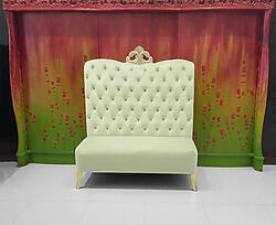 Adonis High Back Chair Beige Velvet with Gold Crown