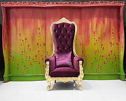 Baroque Throne Chair Queen High Back Chair Purple Velvet and Gold